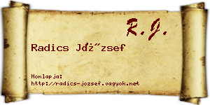 Radics József névjegykártya